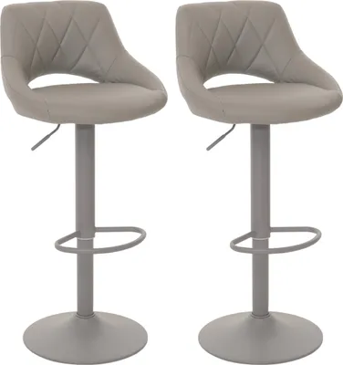 Image de lot de 2 tabourets de bar HWC-N64, chaise de bar tabouret de comptoir, repose-pieds pivotant, similicuir métal ~ gris
