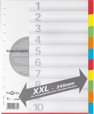 Obrázek produktu pro Pagna 32006-20, Numerické indexové štítky, Karton, Vícebarevný, Portrét, A4, 245 mm