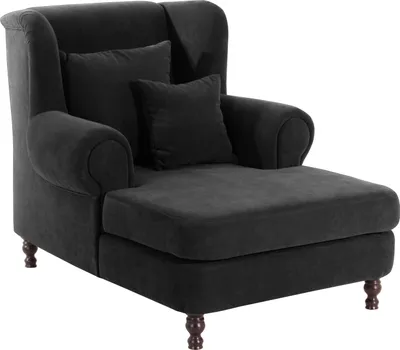 Produktbild von Max Winzer Big-Sessel inkl. 2x Zierkissen 55x55cm + 40x40cm Mareille - Velourstoff schwarz - Maße: 103 x 149 x 103 cm