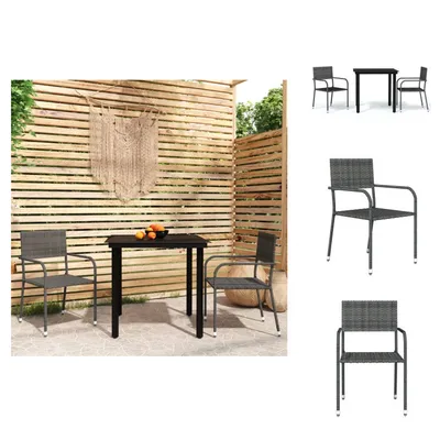 Produktbild von vidaXL 3-tlg. Garten-Essgruppe Grau -  Gartenmöbel-Sets