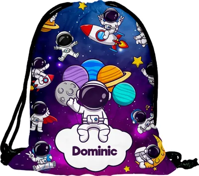 Produktbild von Kinder Turnbeutel mit Namen Beutel Fullprint Tasche Gymsac Jutebeutel Print Bag Fitness Junge Mädchen Astronaut Weltall Kosmos [010]