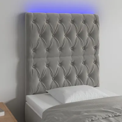 Produktbild von The Living Store LED Kopfteil Hellgrau 80x7x118/128 cm Samt
