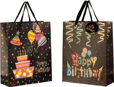Produktbild von Moderne Geschenktüten Happy Birthday im 4er Set Abmessung 26x32x10cm