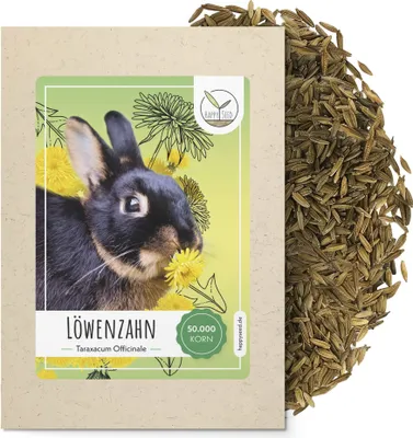 Produktbild von Löwenzahn Samen für Kaninchen - Wildkräuter Saatgut als optimale Futterergänzung für Kaninchen, Meerschweinchen und Schildkröten (50.000 Samen)