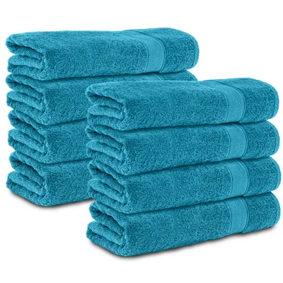 Produktbild von Komfortec 8er Handtuchset aus 100% Baumwolle, 8 Handtücher 50x100 cm Set, Frottee, Weich, Türkis