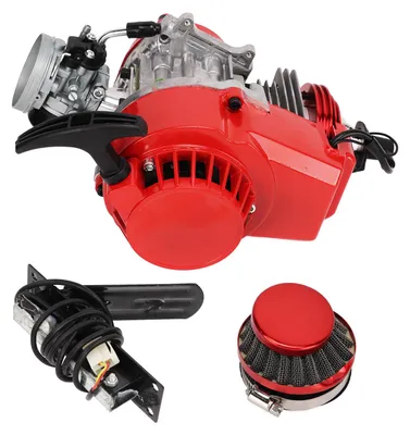 Image de Moteur à démarrage par lanceur, 49 cm³, 2 temps, avec filtre à carburant et faisceau d'accélérateur pour pocket bike, mini dirt bike, quad et ATV