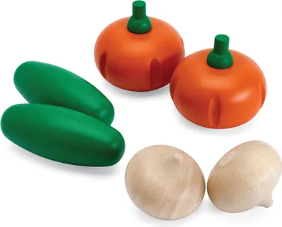 Produktbild von PlanToys – Obst & Gemüseset E (Gurke, Zwiebel, Kürbis) – 18m+