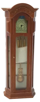 Produktbild von Miniatur Standuhr aus Holz, für 1:12 Puppenhaus. nußbaumfarbig.16,7 cm.
