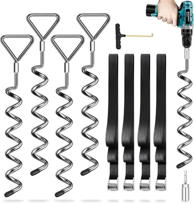 Obrázek produktu pro Podložky pod trampolínu s popruhy, stabilní sada, 4 kusy, stříbrné, 2,5 m