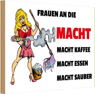 Produktbild von vianmo Holzschild 20x30 cm Frauen an die Macht. Macht Kaffee Spruch Zitat