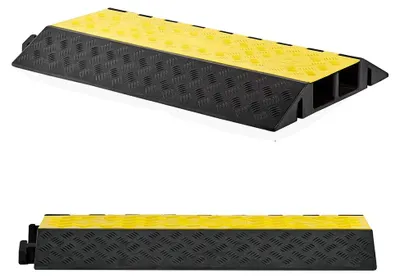 Image de Rampe de protection pour câbles, surface antidérapante, grande capacité de charge, 100x75 mm, modèle 2 canaux