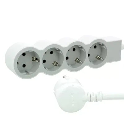 Image de Legrand multiprise plat 4x prise, 3 mètres de câble blanc-gris 694561