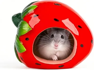 Image de Maison en céramique pour hamsters à la fraise