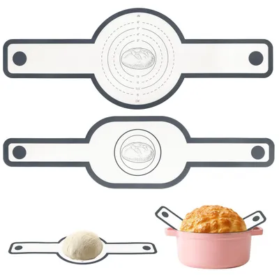Produktbild von Brotbackmatte, Silikon-Backmatte, 2-teilige Brotbackmatte mit langen Griffen, wiederverwendbare Backmatte für Teig, Antihaftbeschichtung, leicht zu reinigen, Backmatte für Auflaufformen und Brotbackformen