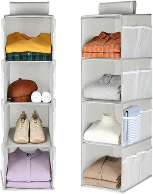 Imagen del producto de Organizador colgante con 4 compartimentos, 8 bolsillos laterales, plegable, para ropa