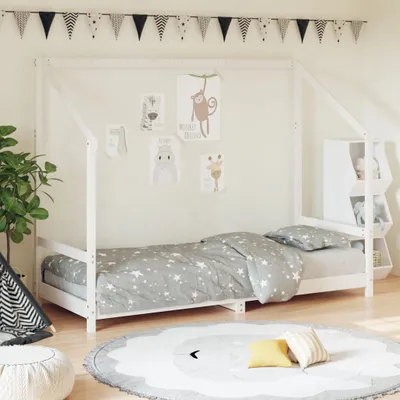 Produktbild von "2026 MODERNE"Kinderbett - elegantes Design - Einzelbett, Jugendbett - Weiß 80x200cm Massivholz Kiefer NEU813813 - Kinderbetten