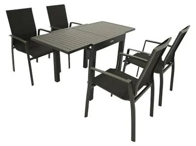 Produktbild von 5-teilige Garnitur 70/140 x 75 x 70 cm Aluminium Textilgewebe Schwarz