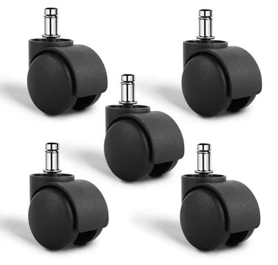 Produktbild von Bürostuhlrollen 5er Set - Geräuscharm und bodenschonend - Ersatzrollen für Gaming-Stühle und Drehstühle - 11x22 mm - Für Hartböden, Parkett, Teppich und Laminat