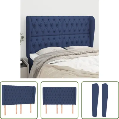 Produktbild von The Living Store Kopfteil mit Ohren Blau 163x23x118/128 cm Stoff