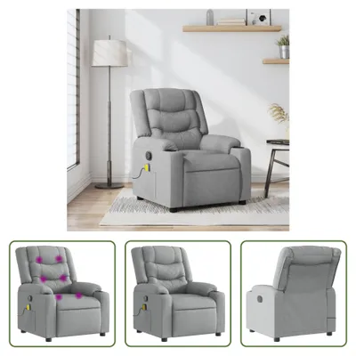 Immagine prodotto di The Living Store poltrona massaggiante in tessuto grigio chiaro