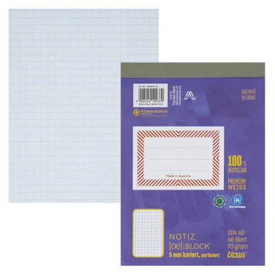 Zdjęcie produktu dla Ursus 03664820 Ursus Notizblock OE DIN A6 kariert