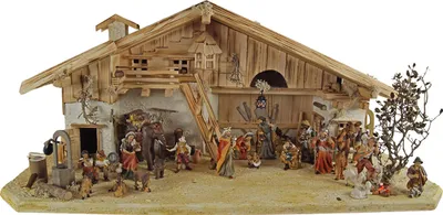 Immagine prodotto di Culla natalizia luminosa San Gottardo incl. set di figure da 24 pezzi K 002, dimensioni della culla: circa 90 x 40 x 40 cm
