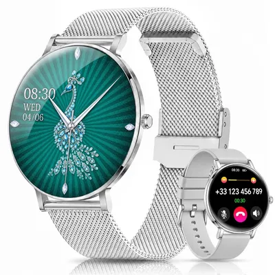 Produktbild von Damen Smartwatch 2026 mit Anrufen,Herzfrequenz,SpO₂ & Blutdruck,1,48" AMOLED,4,7 mm ultradünn, Schlafanalyse,Zyklus-Tracking,IP68/5ATM&120+ Sportmodi