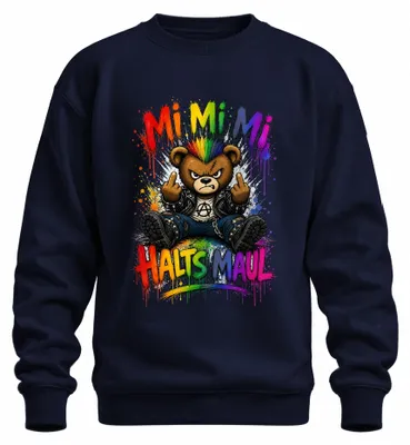 Produktbild von Mi Mi Mi Halts Maul Bär Punk Rocker Statement Sarkasmus Sweatshirt Pullover, Navy, M