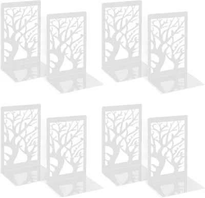 Produktbild von Paar weiße, rutschfeste Buchstützen aus Metall für CDs, Bücher, Zuhause und Büro