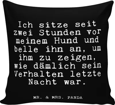 Produktbild von Mr. & Mrs. Panda kissen für sofa Ich sitze seit zwei... - Schwarz - Geschenk, Dekokissen, Bellen, 40x40, Glizer Spruch Sprüche Weisheiten Zitate Lustig Weisheit Worte