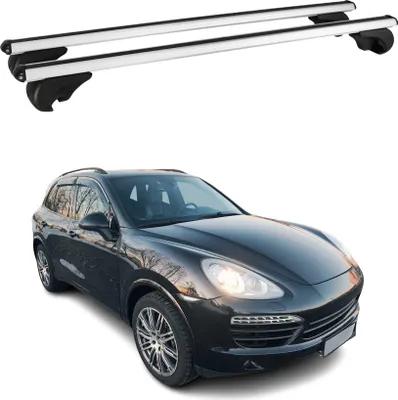 Image de Barres de toit Transversales pour Porsche Cayenne 92A 2010-2017 Aluminium Argent