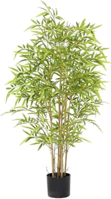 Obrázok produktu pre Umelá bambusová rastlina 120 cm, 7 stoniek z prírodného dreva, obývačka, byt, balkón, kancelária