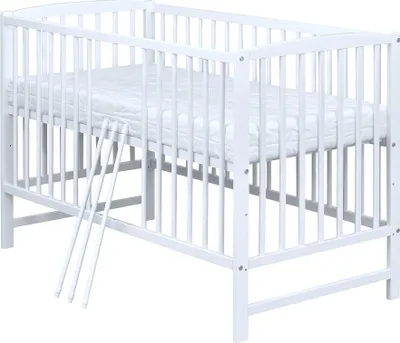 Produktbild von Baby-Delux Babybett Gitterbett Milo 120x60 Weiß Kiefernholz mit Matratze