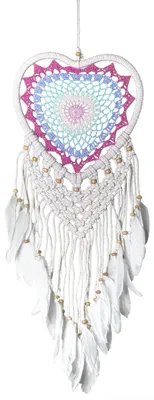 Traumfänger Herz Boho-Stil, 16/22 cm, gehäkelt, bunt, Makramee