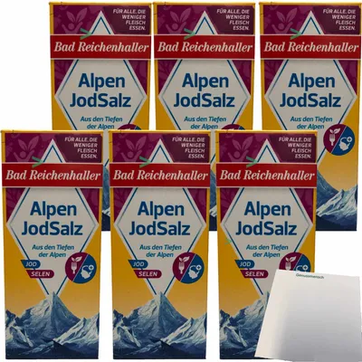 Zdjęcie produktu dla Bad Reichenhaller Alpen sól jodowana + selen 6-pak (opakowanie 6x500g) + blok usy