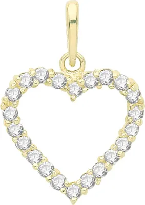 Produktbild von Schöner 9 Karat (375) Gold Herz Damen - Anhänger mit Zirkonia - 16mm*12mm; TRS34426