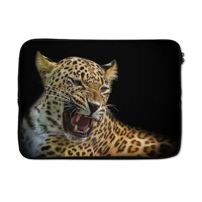 Produktbild von MuchoWow® Laptop Hülle 14 ZollLeopard - Tiere - Schwarz Laptoptasche - Laptoptasche - Stoßsicher - Schutzhaube