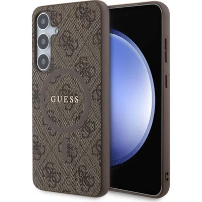 Obrázok produktu pre Guess 4G Collection Kožený MagSafe (GUHMS24MG4GFRW) kryt na Samsung Galaxy S24 Plus – Hnedý