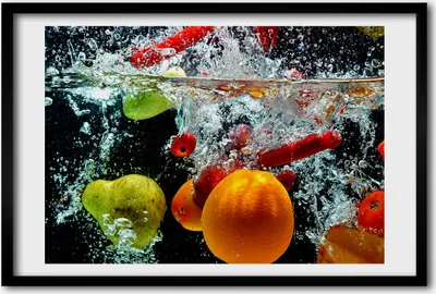 Produktbild von Bild 60x40 MDF-Rahmen, Wandkunst Früchte unter Wasser