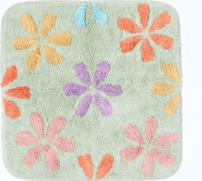 Produktbild von HOMESCAPES Rutschfeste Duschmatte mit Blumenmuster 100% Baumwolle, mehrfarbig