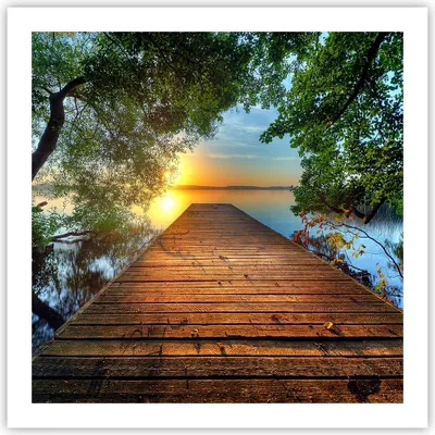 Produktbild von Poster - Poster ohne Rahmen - Brücke See - 60x60 cm - Wand Bild - Wanddeko - Wandbilder - Kunstposter - Wandposter - Bilder - Kunstdruck - Wanddekoration - Wandbild - P2XAC60x60-3528