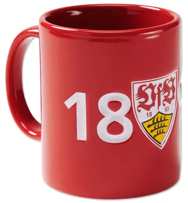 Produktbild von VfB Stuttgart Tasse 1893 offizieller Lizenzartikel Kaffeebecher aus Keramik rot ca. 0,3 l