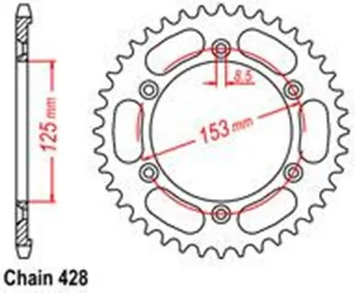 Produktbild von Kettenrad 54 Z Teilung 428 für HONDA XR 125 L 03-07 Rear sprocket
