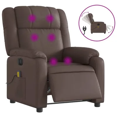 Image de Fauteuil de massage électrique marron similicuir