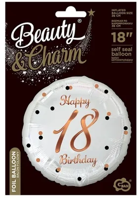 Immagine prodotto di Palloncino Happy Birthday 18 in foil, bianco, 1 pz