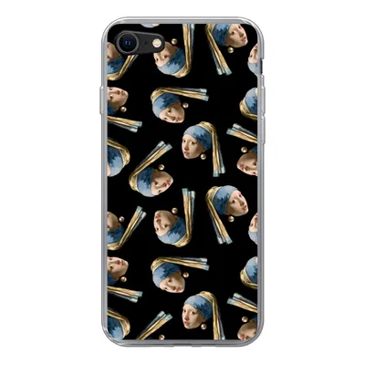 Produktbild von MuchoWow® Handyhülle Schutzhülle Hülle für iPhone SE 2020 Das Mädchen mit dem Perlenohrring - Muster - Vermeer Silikon Softcase Handy Hülle - Kartenbesitzer