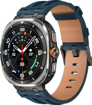 Produktbild von Strap-it Lederarmband aus massivem Material, passend für Samsung Galaxy Watch Ultra / Ultra 2025 – Schwarz