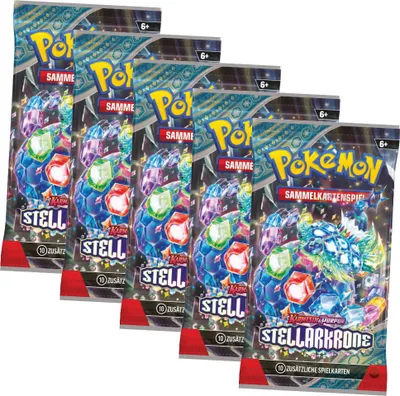 Produktbild von Pokemon Karten Karmesin & Purpur - Stellarkrone Trading Cards - 5 Booster