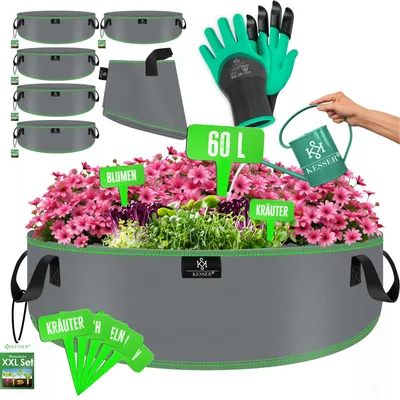 Produktbild von KESSER® Pflanzsack | Pflanzsäcke aus Vlies-Stoff mit Namensschildern | Kartoffel-Pflanztasche mit Fenster & Griffen | Pflanzbeutel für Gemüse Blumen Früchte