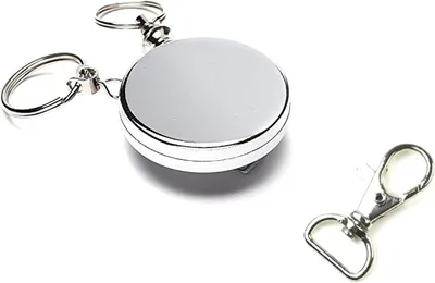 Produktbild von Ausweisjojo Zipper Jojo Schlüsseljojo KETTE Gürtelclip & Arretierung 50mm Ø Jojo Zipper rund Aufrollmechanismus Zugkraft EXTRA STARK